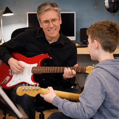 Electric Guitar lessons in Kelowna with Noel Wentworth at the Upbeat Music Academy Kelowna