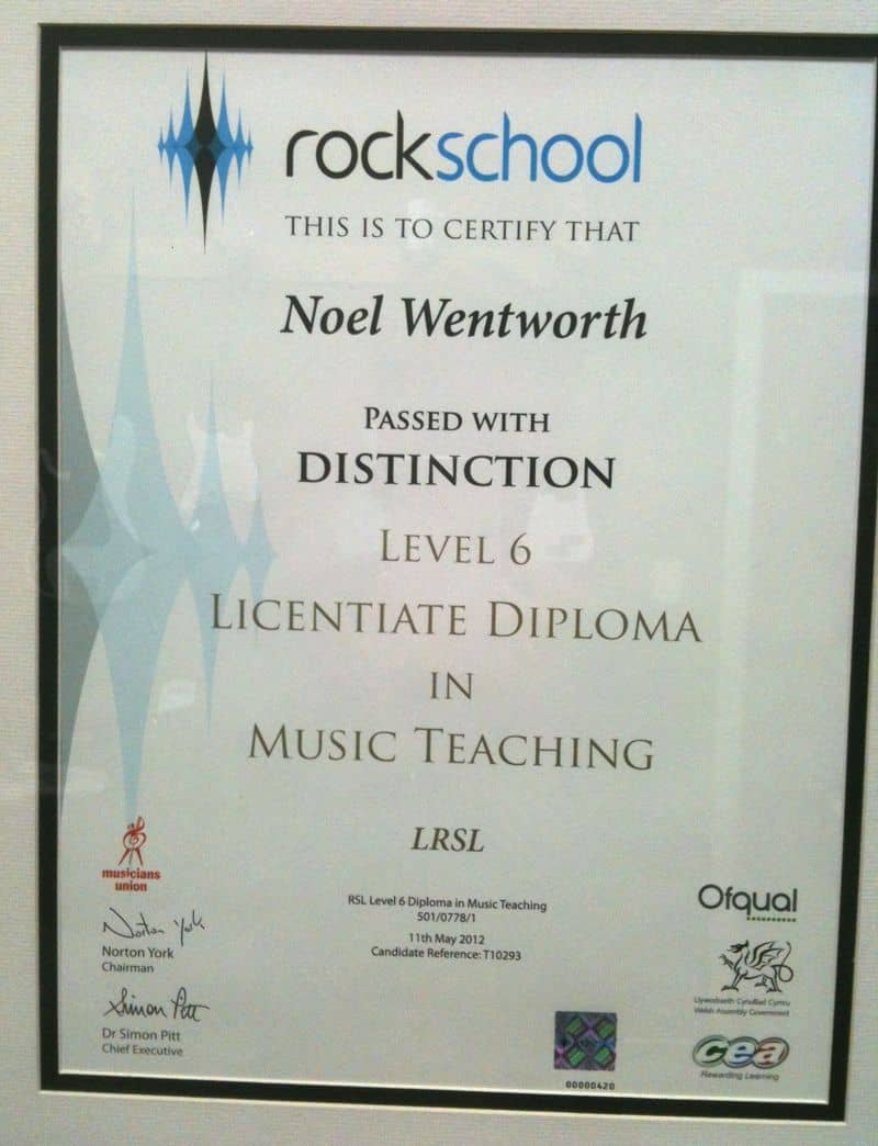 Noel Wentworth Licentiate in Music Teaching